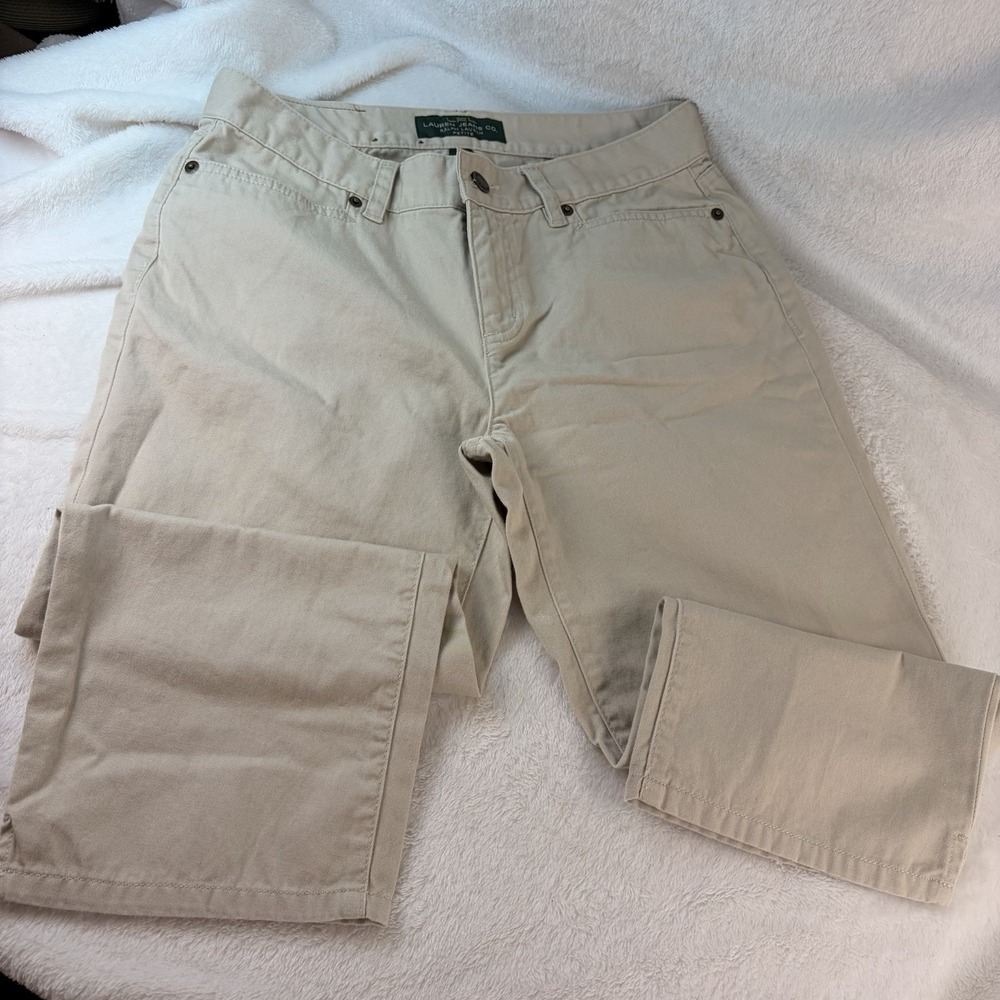 Lauren Jeans Co‎ Ralph Lauren Womens Beige Classic Midcalf Khaki Capri Pants 4P